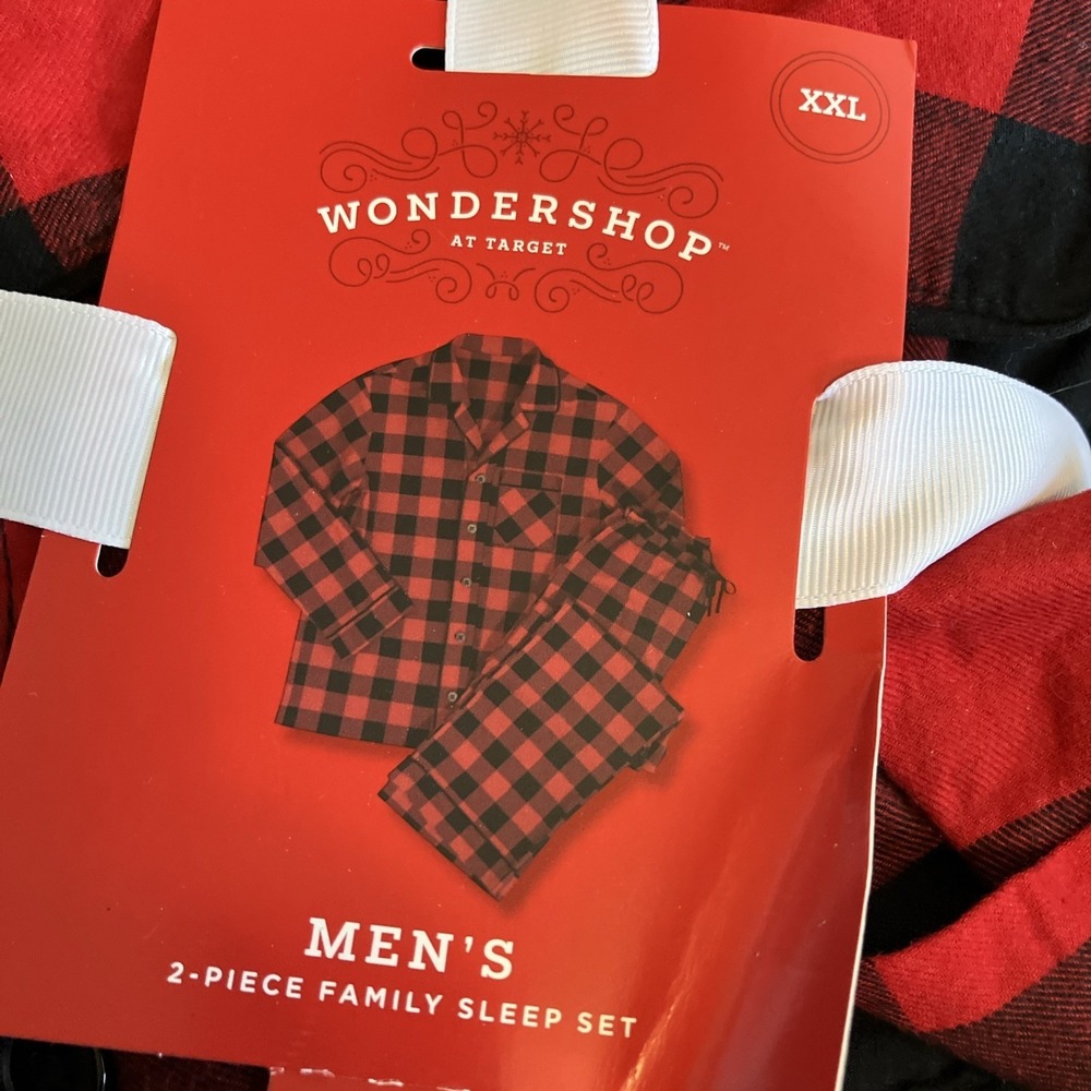 Wondershop Sleep Set Men XXL Red Black NWT Buffalo Plaid Christmas Pajamas C528
